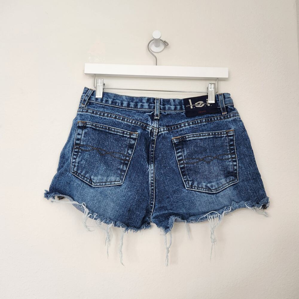 Vintage Y2K Dark Wash Denim Cut Off Jean Shorts Mid Rise Lei 4 - Picture 12 of 12